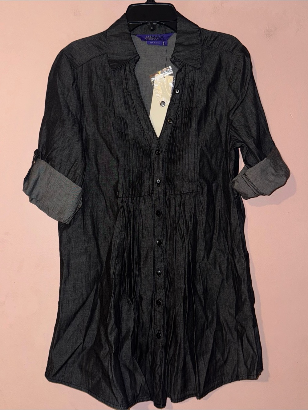 Miley Cyrus x Max Azria Denim Dress Black Ebony Size L NWT!